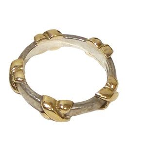 Tiffany & Co. X Motif Band Ring in Sterling Silver & 18k Yellow Gold Size 7